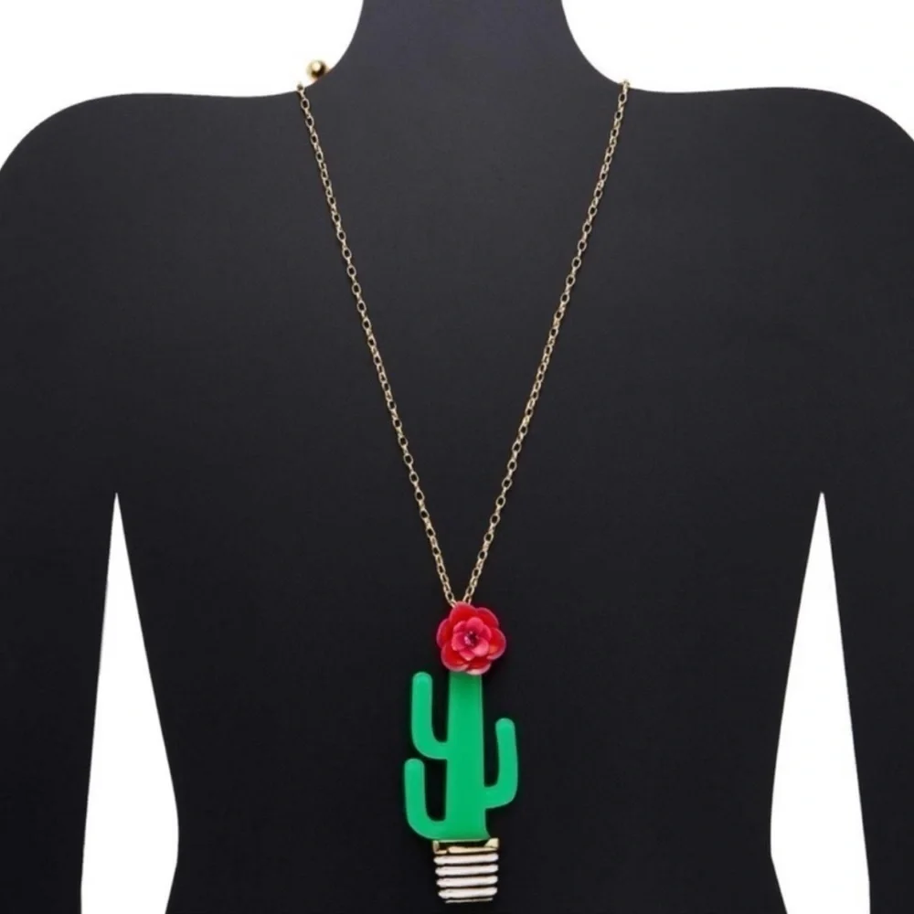 Kate Spade Scenic Route Cactus Acrylic Rare Novelty Necklace